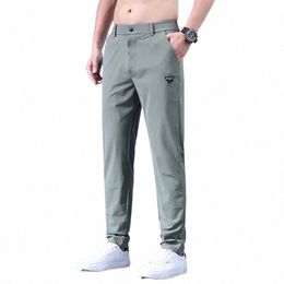 Pantalons pour hommes coréens Fi été Nyl haute élastique mince quatre côtés élastiques Busin pantalons décontractés polyvalent Lg pantalons pour hommes w4WT #