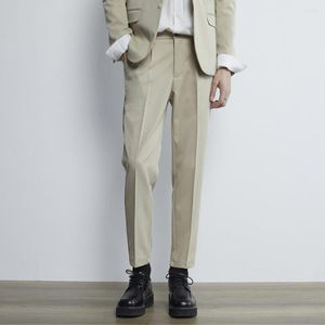 Pantalones de hombre estilo coreano Casual primavera otoño elástico sin hierro drapeado es alto nueve puntos pantalones pequeños
