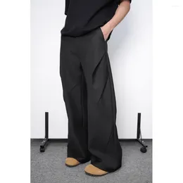 Pantalon pour hommes Style coréen Plissé Split Rhombus Coupe tridimensionnelle Drapey Droite Pantalon à jambes larges Hommes Printemps Lâche À la mode