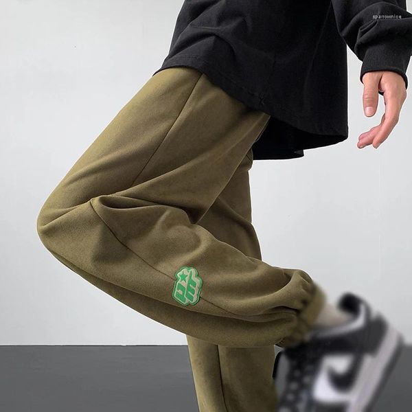 Pantalones para hombres Tendencia coreana Ejército Verde Clásico Moda Cien Casual Cordón Suelto Cómodo Pantalones de chándal