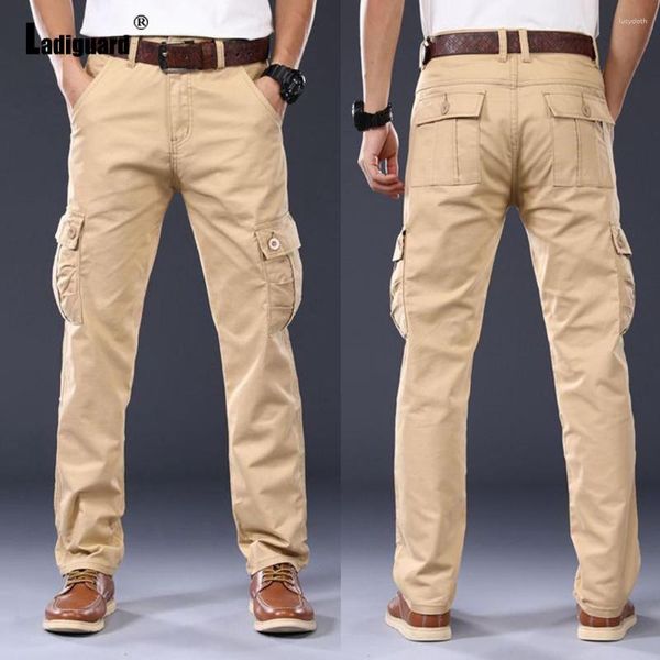 Pantalones de hombre estilo Kpop 2023 otoño flacos sólidos multibolsillos pantalones de talla grande para hombre Cargo al aire libre Casual pantalón masculino Streetwear