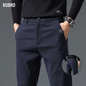 Pantalones para hombres kubro 2023 Nuevo trabajo de otoño clásico pantalones elásticos para hombre algodón elástico negocio de la cintura delgada delgada del delgoda del delgodo mensl2405