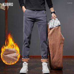 Pantalon pour hommes Kubro 2024 Automne Hiver Haute Qualité Soft Fleece Casual Hommes Business Slim Mode Élégant Chaud Stretch Pantalon droit