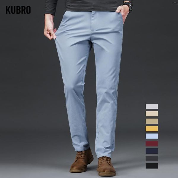 Pantalones de hombre KUBRO alta calidad de lujo recto traje de negocios hombres azul diseñador Primavera Verano elegante Casual largo Formal pantalón masculino