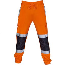 Herenbroek laamei mannen joggers casual werk veiligheid sport zweet streetwear reflective gestripte losse broek fabrieks zacht 230221