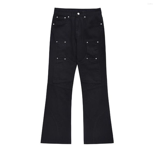 Pantalon pour hommes Lacible Rivet Large Pocket Cargo 2023 Solide Long Printemps Automne Sport de plein air Hommes Femmes Pantalon décontracté