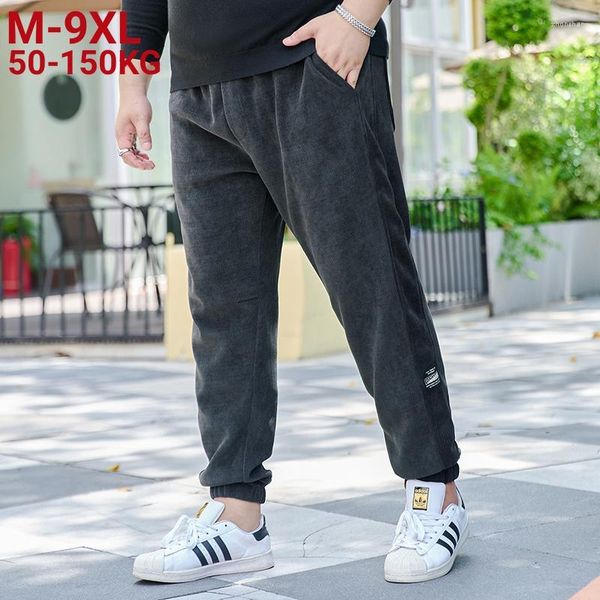 Pantalones para hombres Tamaño grande 9XL 8XL Hombres Pantalones de chándal de pana Joggers Cálido Grueso de alta calidad Streetwear Harem Winter Brand Jogger Pantalones