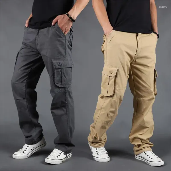 Pantalones para hombre, monos sueltos multibolsillos de gran tamaño, deportes al aire libre, entrenamiento militar, trotar, informal y cómodo