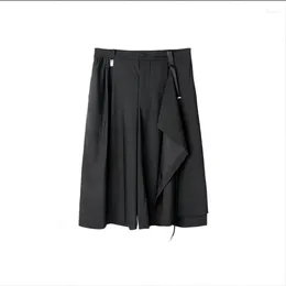 Pantalon pour hommes grande taille Original déconstruit Style neutre Double couche épissage ample jambe Large jupe de guerrier