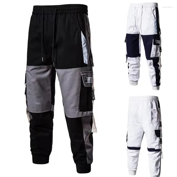 Pantalones de hombre Talla grande Trabajo Cordón Marea Suelto Hip-hop Casual Multibolsillos Monos Pantalones de chándal Cargo