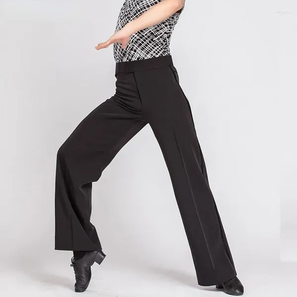 Pantalon pour hommes Latin moderne danse de salon professionnel ruban de satin élastique pantalon droit/pantalon