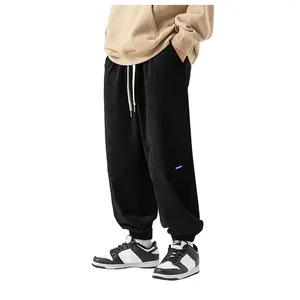 Pantalons pour hommes Sports de loisirs pour drapé tendance avec cordon de couleur unie taille élastique coupe ample vêtements de rue