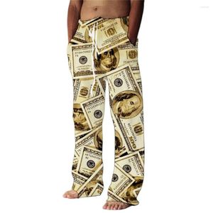 Pantalons pour hommes pantalons de loisirs surdimensionnés mode Baggy Dollars 3D imprimé poches de plage cordon de serrage taille élastique Yoga confort doux