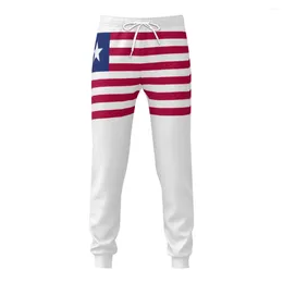 Herenbroek Liberia Vlag Heren Joggingbroek Met Zakken Joggers Voor Heren Sport Casual Zweet Trekkoord