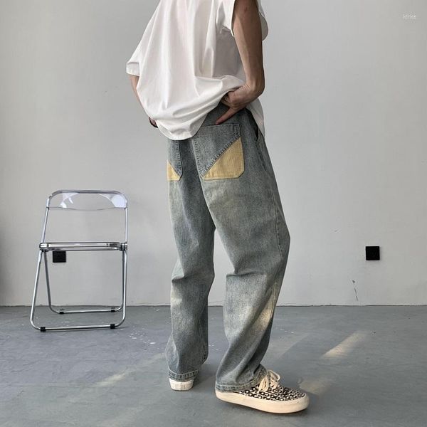 Pantalon homme bleu clair jean ample large pour hommes coréen Streetwear décontracté élégant produits à la mode 2022 Denim pantalon petit ami vêtement