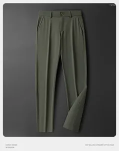 Pantalons pour hommes Style d'affaires léger Printemps et automne Mince Droite Casual 2024 Été Haute Élastique Slim Fit Costume Fo