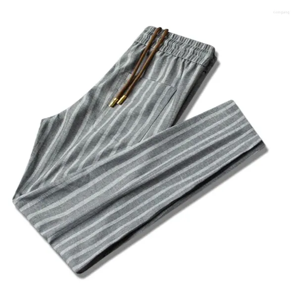 Pantalons pour hommes Light Luxe Haut de gamme Gris foncé Casual Sports Summer Print Slim Stretch Straight String Mode