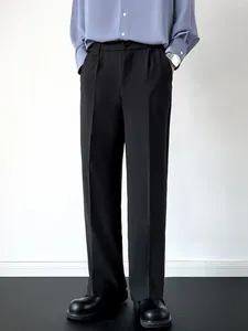Pantalon pour hommes léger style mature automne et printemps drapé à la jambe droite coupée