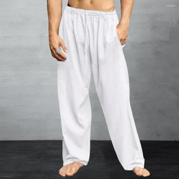 Pantalones ligeros para hombre, pantalones ajustados de diseño clásico, ropa de calle, cintura elástica, pierna ancha recta, deporte, informal, largo