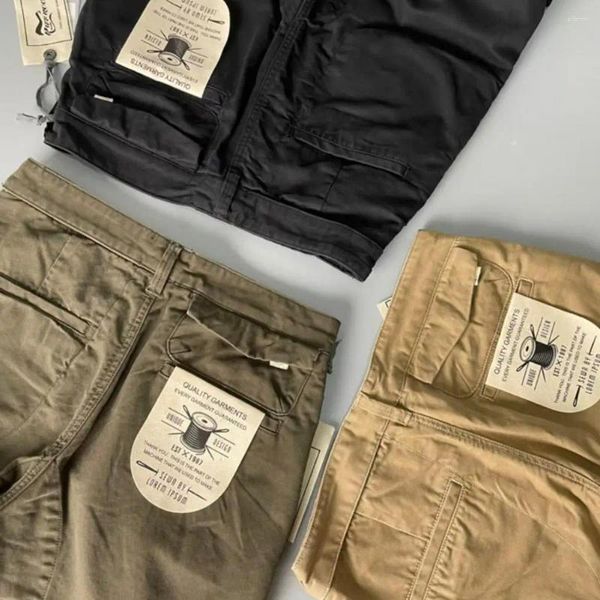 Pantalones para hombres Pantalones de color sólido livianos para hombres Cargo de inspiración retro con múltiples bolsillos de ajuste delgado de ajuste al aire libre