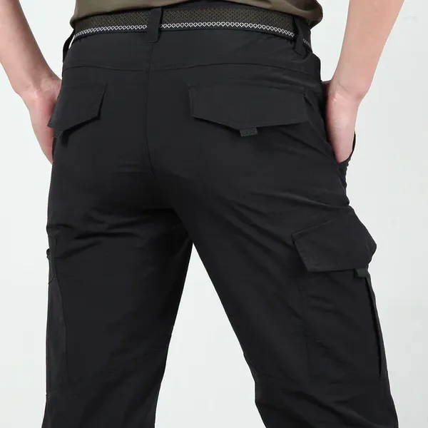 Pantalones para hombres tácticos livianos transpirable verano informal pantalones largos largos masculino impermeable carga seca
