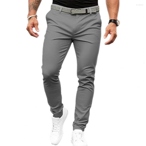 Pantalones de hombre Pantalones ligeros Slim Fit Oficina de negocios con bolsillos inclinados Cremallera Ropa de trabajo de costura fina para un pulido