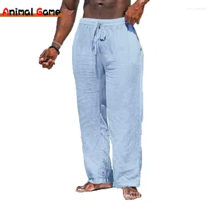 Pantalon masculin en lin décontracté long pantalon de yoga de crampon léger