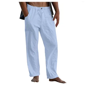 Pantalones para hombres ropa de lino para hombres contemporáneos de calidad cómoda pantalones de color de bolsillo suave