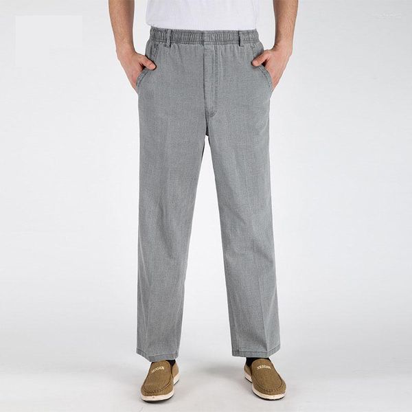 Pantalon en lin et coton pour hommes, ample, bande élastique, travail fin, Vintage, jambes larges, taille haute, vêtements d'été, nouveauté 2023