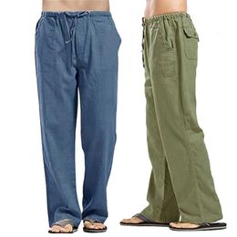 Pantalons pour hommes Pantalon en lin pour hommes respirant couleur unie coton large pantalon Cargo surdimensionné grande taille 5XL Streetwear Harajuku vêtements pour hommes 231013