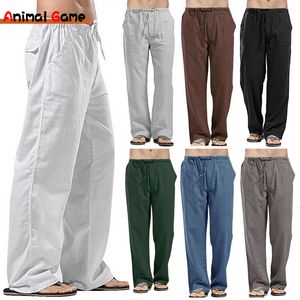 Pantalons pour hommes lin large pantalon coréen surdimensionné lin Streetwear mâle printemps été Yoga vêtements de sport pantalons de survêtement 230107