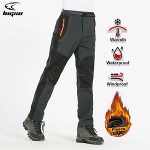 Pantalons pour hommes LNGXO épais chaud polaire randonnée pantalon hommes hiver imperméable coupe-vent extérieur softshell pluie pantalon Trekking Camping Ski pantalon 231026