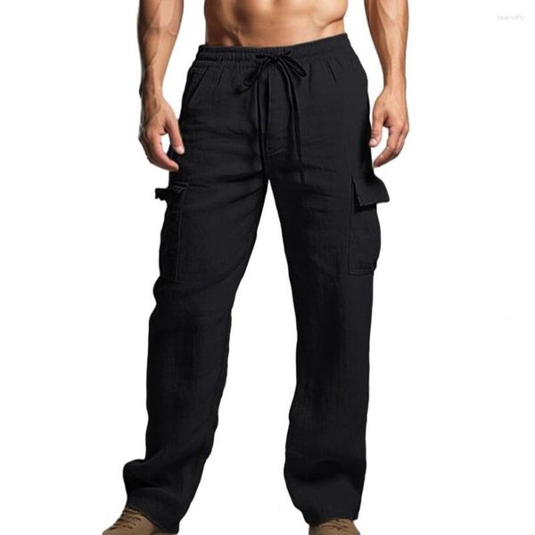 Pantalon homme Long homme confortable taille élastique avec poches plaquées doux respirant élégant pantalon pantalons Hombre