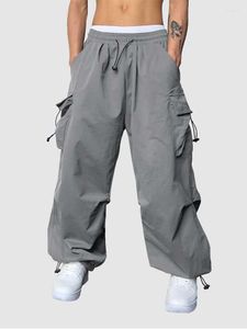 Pantalon homme coupe ample Cargo pour homme solide Streetwear outillage pantalon taille moyenne cordon faisceau pieds Parachute Z5074713