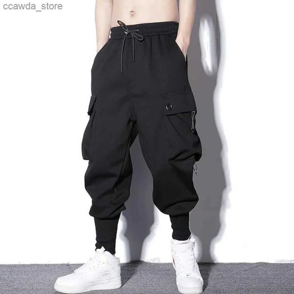 Pantalons pour hommes Sarouel en vrac Hommes Cargo Pantalon Hip Hop En Plein Air Casual Cheville Longueur Pantalon Mode Streetwear Poche Pantalon De Survêtement Q240104