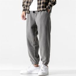 Herenbroek losse jogging mannen mode fleece herfst winter warme joggingbroek mannelijke buiten rechte broek pantalon hommes 221130