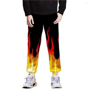 Pantalon homme ample rouge et jaune flamme impression 3D Joggers femmes hommes Y2k pantalon décontracté Harajuku Hip Hop Skateboard pantalon de survêtement