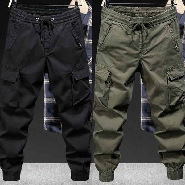 Pantalones de Hombre Sueltos Sólidos Y2k Ropa de Calle Cargo Múltiples Bolsillos Hombres Trabajo Táctico Casual Pantalones Rectos Senderismo al Aire Libre Monos Masculinos