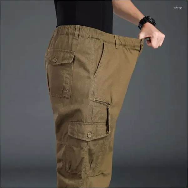 Pantalon masculin lâche multi-poche multi-poches d'entraînement extérieur sportif tactique coton confort cargo taille m-5xl