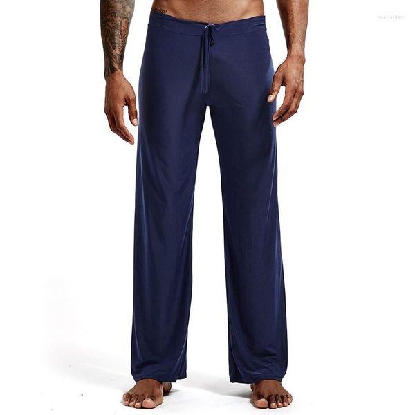 Pantalones para hombres Cordón de cintura baja para hombres Casual Lace Up Pijama Suelto Color Sólido Correr Yoga Pantalones deportivos