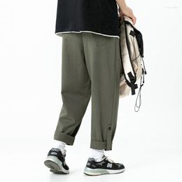 Pantalons pour hommes Luckbn japonais coréen printemps décontracté lâche couleur unie tube droit vêtements de travail pantalons