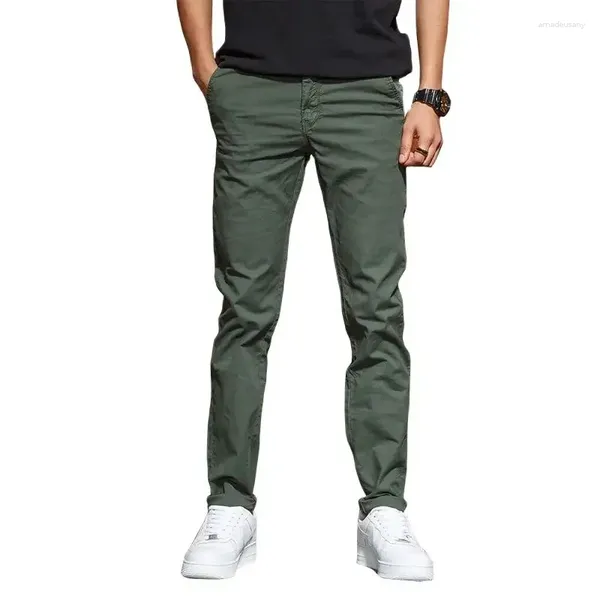 Pantalons pour hommes Luker cmss été automne casual slim fit armée vert mâle pantalon taille élastique hommes pantalon taille 28-38 g3513