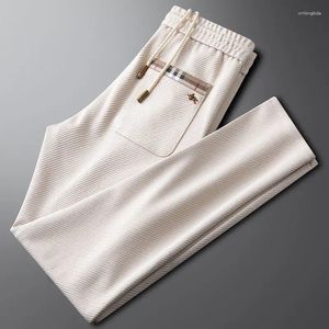 Herenbroeken Luxe 2024 Kaki Casual Mode Slanke Rechte Gebreide Joggingbroek