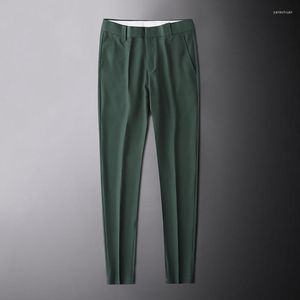 Pantalons pour hommes costume de luxe de haute qualité pour l'automne pantalon court résistant aux plis en soie de glace hommes d'affaires décontracté