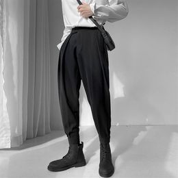 Pantalons pour hommes Luxe Mens Mode Harem Pantalon Drappy Pantalon plissé Noir Blanc Taille élastique Conique Pantalon décontracté Homme Streetw3171