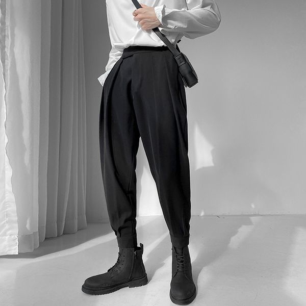 Pantalons pour hommes Luxe Hommes Mode Sarouel Drappy Pantalon Plissé Noir Blanc Taille Élastique Conique Pantalon Décontracté Homme Streetwear Vêtements 230228