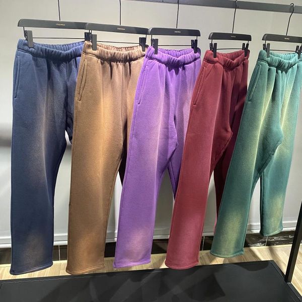 Pantalones para hombres de lujo para hombre francés Terry pierna recta pantalones de sudor para hombres logotipo personalizado lavado 2024 ropa de hombre