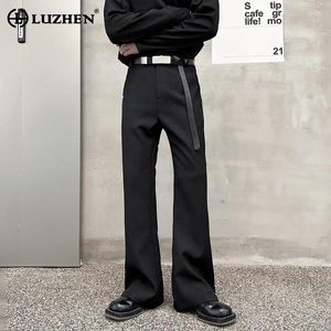 Pantalon homme LUZHEN 2024 couleur unie élégant élégant décontracté Original printemps tendance personnalité pantalon à cloche LZ1864