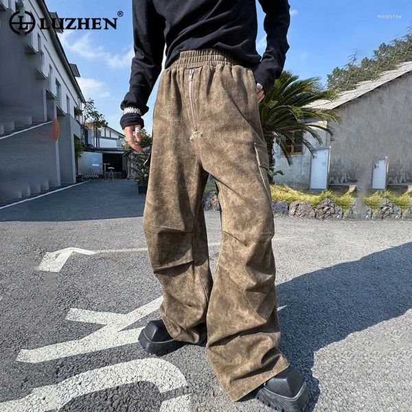 Pantalon masculin Luzhen 2024 Fashion Spring Design de pliage de la mode