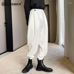 Pantalon masculin Luzhen Fashion Elegant Casual Harem 2024 Spring Trendy Street Color Couleur pantalon plissé lâche LZ2881
